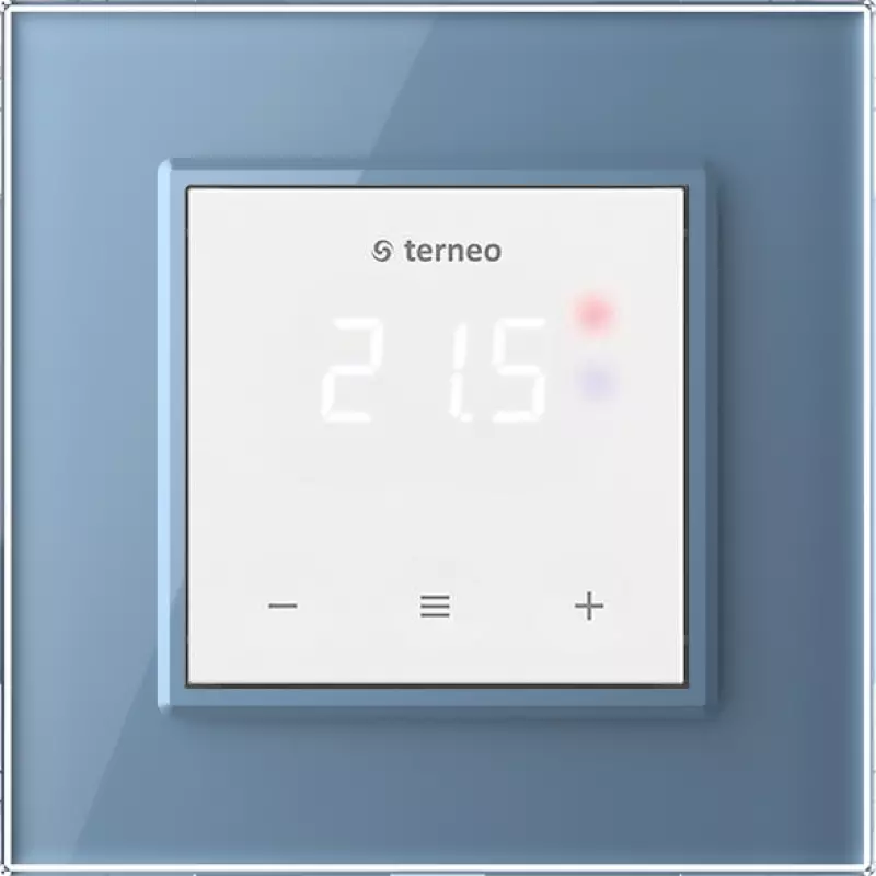 Терморегулятор Terneo S для рамки LIVOLO с сенсорным управлением, внешний датчик температуры, белый (механизм) / Рамка Livolo, 1 пост (Синий) Терморегулятор Terneo S для рамки LIVOLO с сенсорным управлением, внешний датчик температуры, белый (механизм) / Рамка Livolo, 1 пост (Синий)